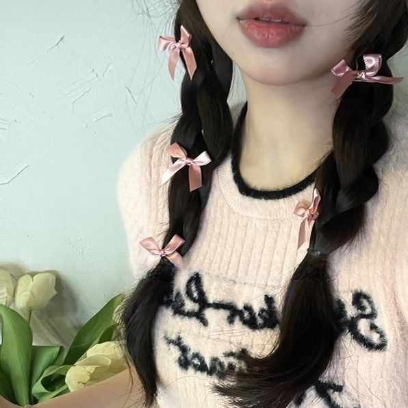 Homemade! Ballet Style 8 Pack TikTok Same Ribbon Barrettes Small Bowknot Headdress Cute Hairpin Braided Hair Barrettes