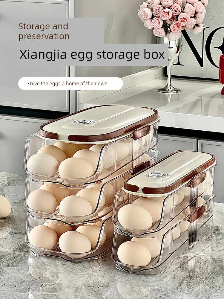 Rolling Egg Storage Box Refrigerator Side Door Egg Storage Box Food Grade Crisper Organize Fantastic Egg Box