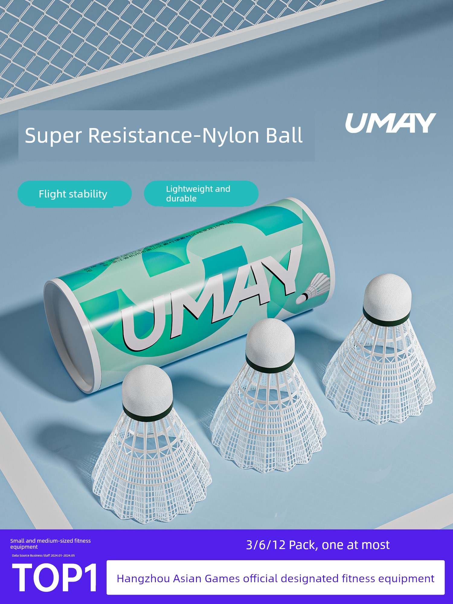 Yeejoo Nylon Badminton Genuine Goods Professional Training Competition Durable Indoor and Outdoor Windproof Durable Plastic Ball