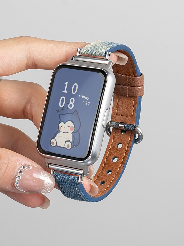 For Huawei Fit2 Strap Tie Dye Denim Watchfit1 Watch New Arrival Canvas Wristband Watch Generation One Or Two Bracelet Metal Buckle Replacement Belt New Elegant Girls Fashion Men Accessory