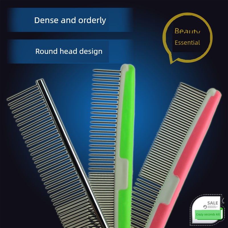 Pet Comb Dog Comb Stainless Steel Single Row Comb Straight Comb Knot Untying Comb Beauty Comb Pet Supplies