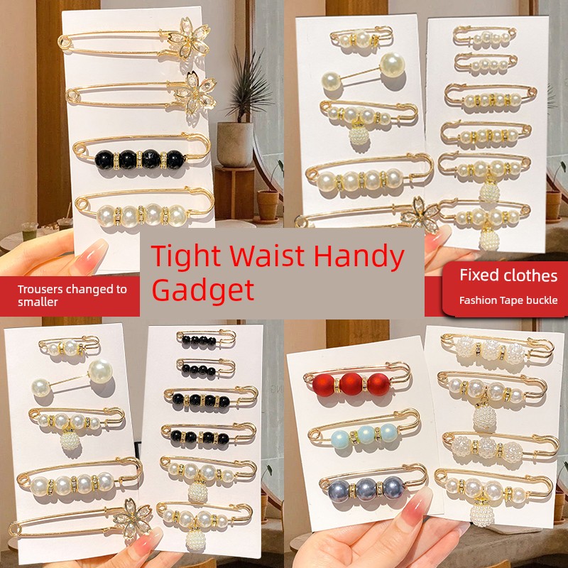 Anti-Unwanted-Exposure Buckle Women's Accessories Neckline Clothes Fixing Pin Skirt Waist Size Adjustable Pants Waist Handy Gadget