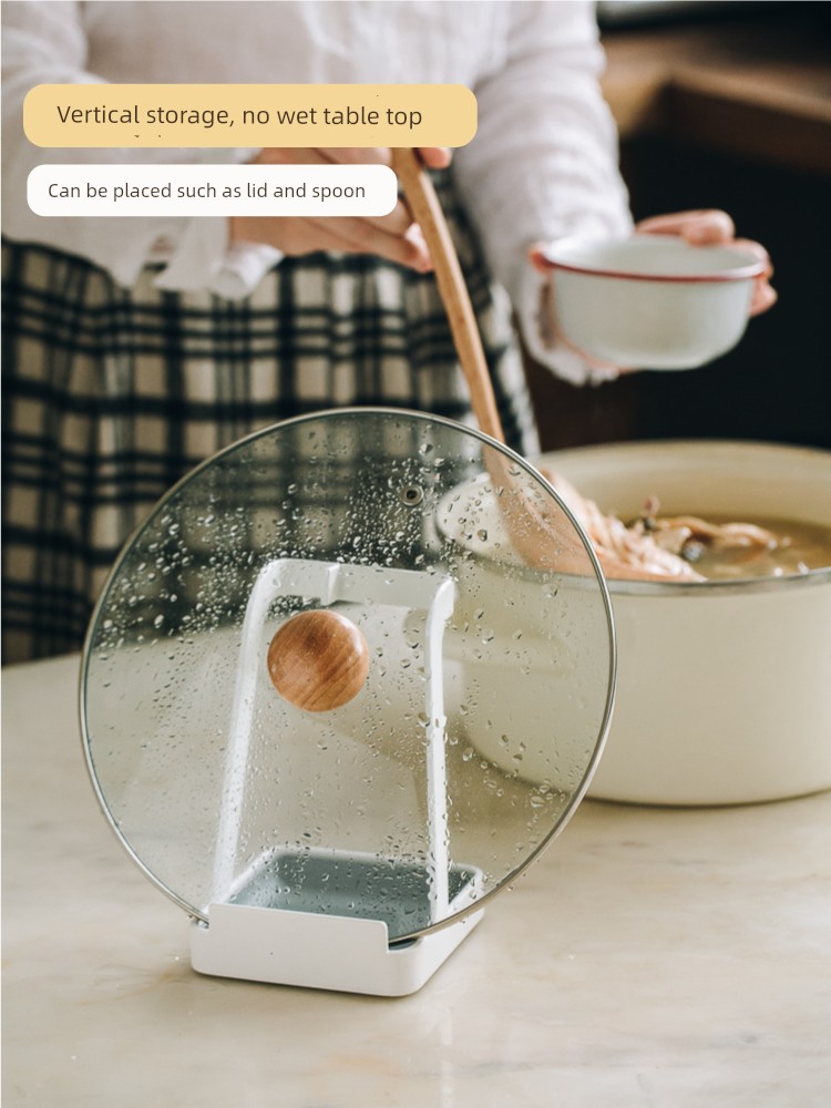 Tree Multi-Functional Pot Cover Rack Kitchen For Home Table Stand Sitting Rack Cooking Pot Cover Rack Soup Spoon with Water Collection Tray