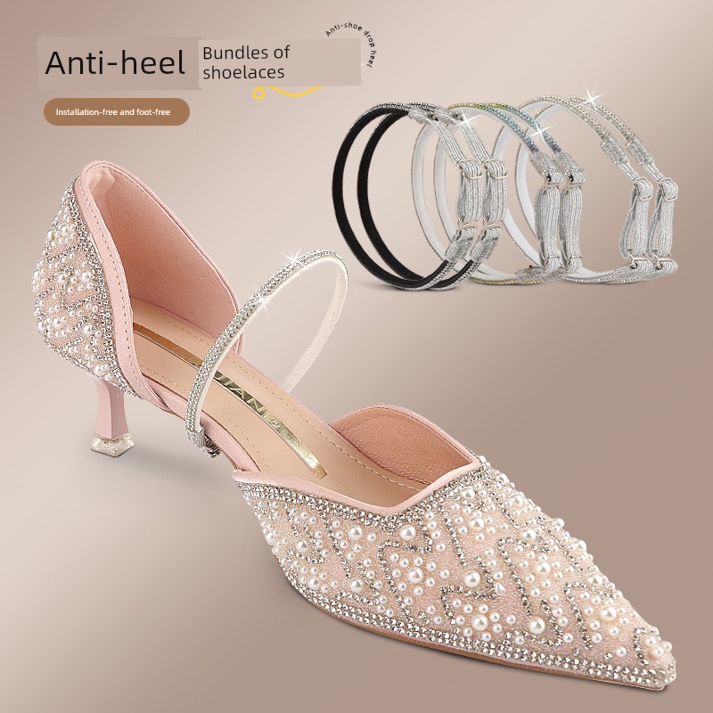 Anti-Drop Feet Anti-Drop Home Diamond Heel Shoelace Anti-Drop Shoelace Heel Drawstring Bright Non-Fixed Home Shoes High Heels Elastic