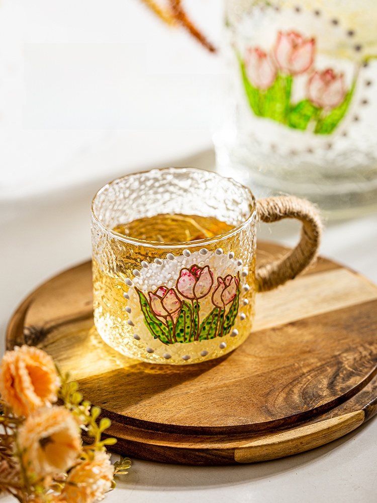 Modern Housewife Retro Glass Cold Water Bottle High Temperature Resistant Household Cold Water Pot Cup Suit Good-looking Water Kettle Jug