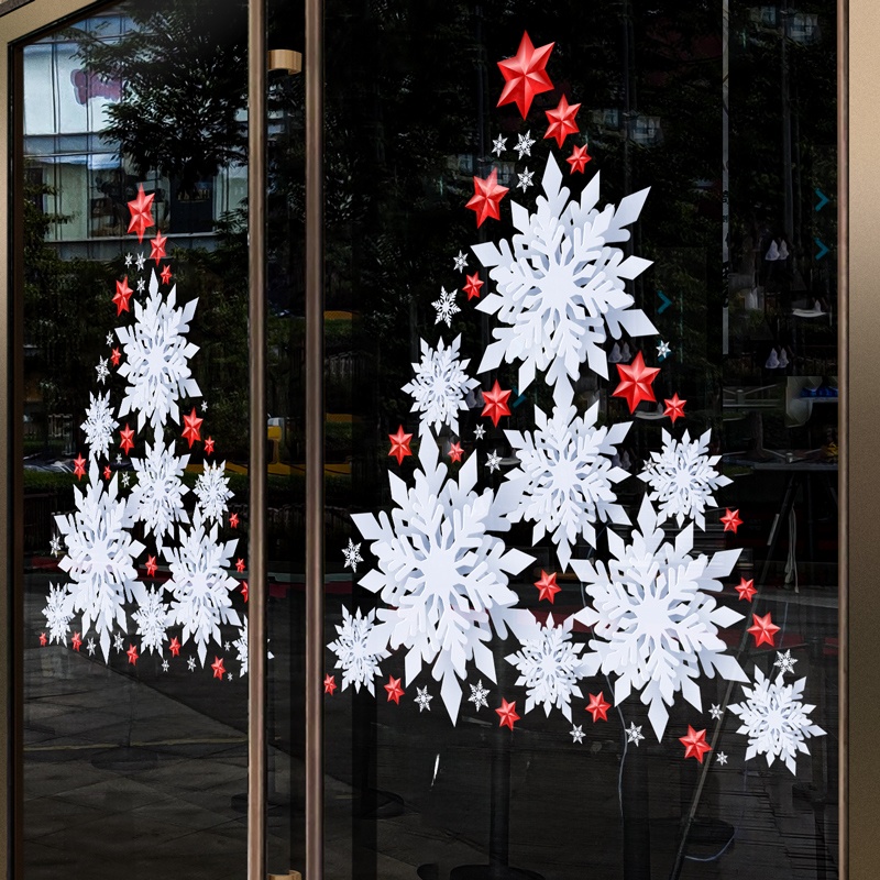 Christmas Decoration Stickers Santa Claus Snowman Welcome Stickers Kindergarten Holiday Atmosphere Dress up Glass Door Sticker