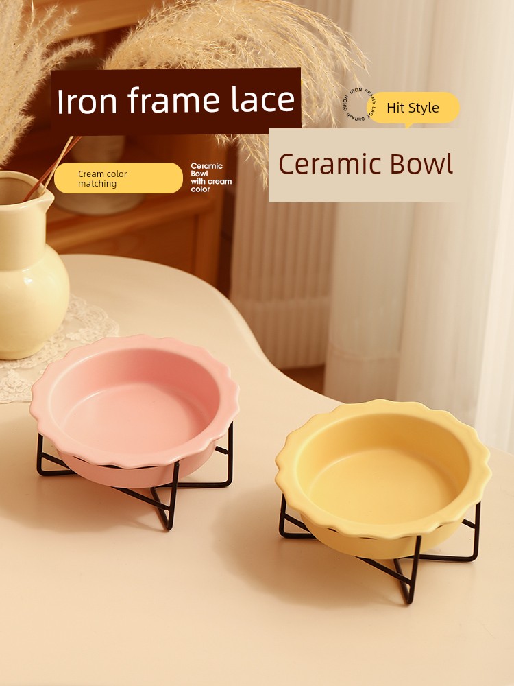 Ceramic Bevel High Leg Anti-Tumble Cat Bowl