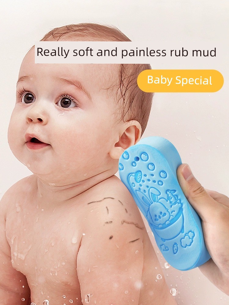 Baby Bath Mud Sponge Kids Bath Towel Does Not Hurt the Skin Gray Handy Gadget Baby Soft Bath Sponge Rub