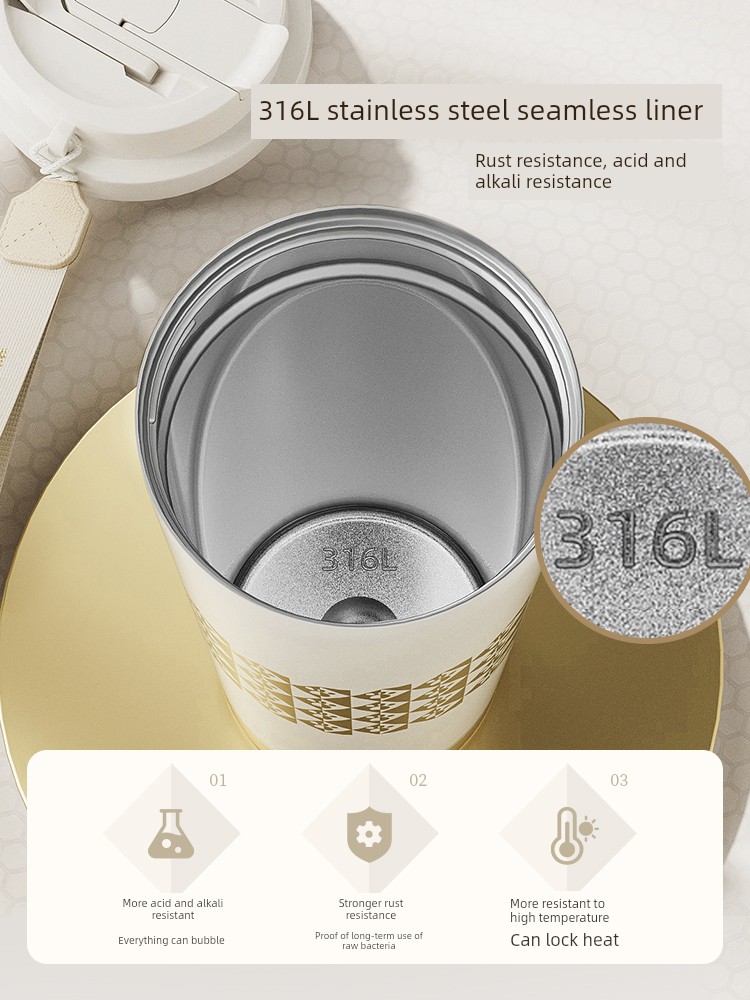 Bear Vacuum Cup 316L Stainless Steel Liner Coffee Cup Men and Women Good-looking Accompanying Straw Cup 2024 New Arrival