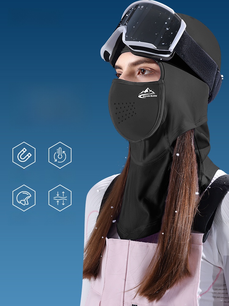 Ski Mask Female Magnetic Suction Face Care Fall and Winter Wind-Proof and Cold Protection Thermal Headgear Cycling Winter Professional Adult Protective Gear Male