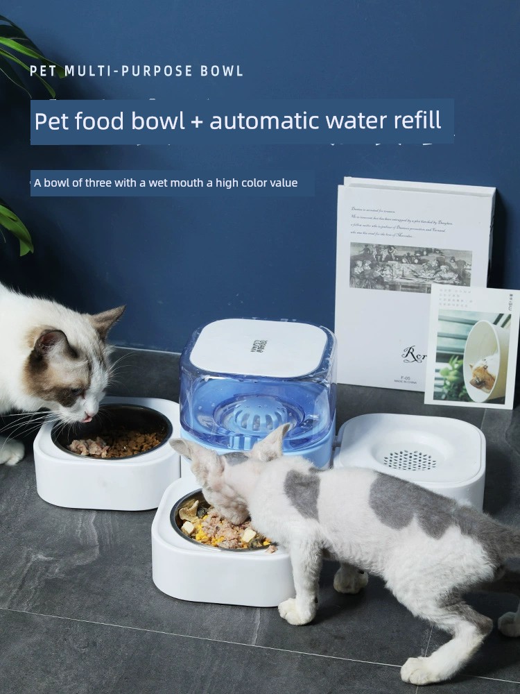 Pet Cat Bowl Dog Bowl Double Bowl Cat Food Holder Dog Basin Anti-Tumble Cat Protection Spine Dog Automatic Drinking Supplies