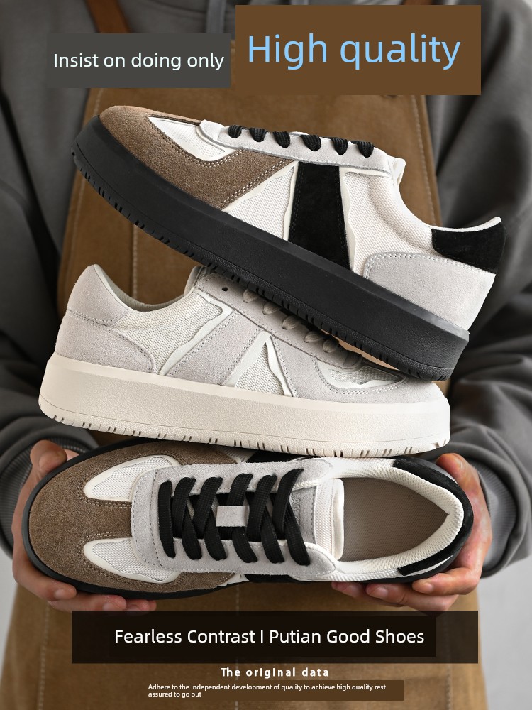 Retro Panda German Training Shoes Men's 2025 New Arrival Sports Breathable Casual Cortez Thick Sole Increased Versatile Shoes Children