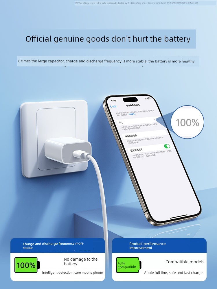Suitable for Iphone15promax Charger Head Pd30w Fast Charge 14pro Data Cable Apple 13usbc Fast Charge Typec12 Plug iPad Mobile Phone 20W Flash Charge 11plus Suit