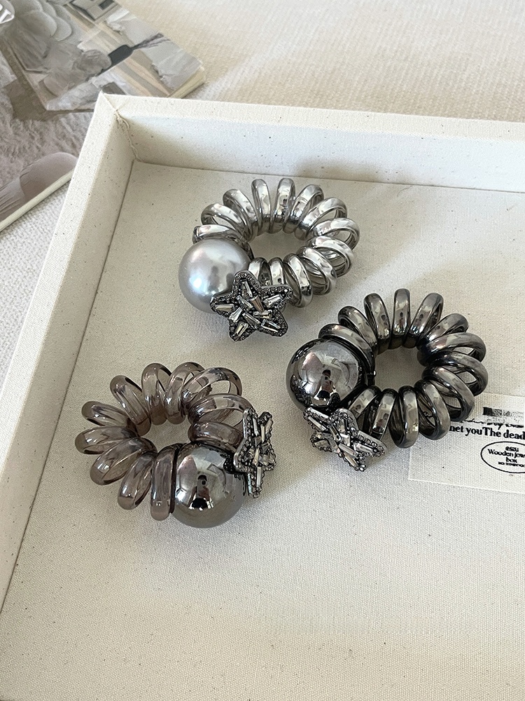 Phone Line Hair Ring Low Bun Classy Durable Pearl