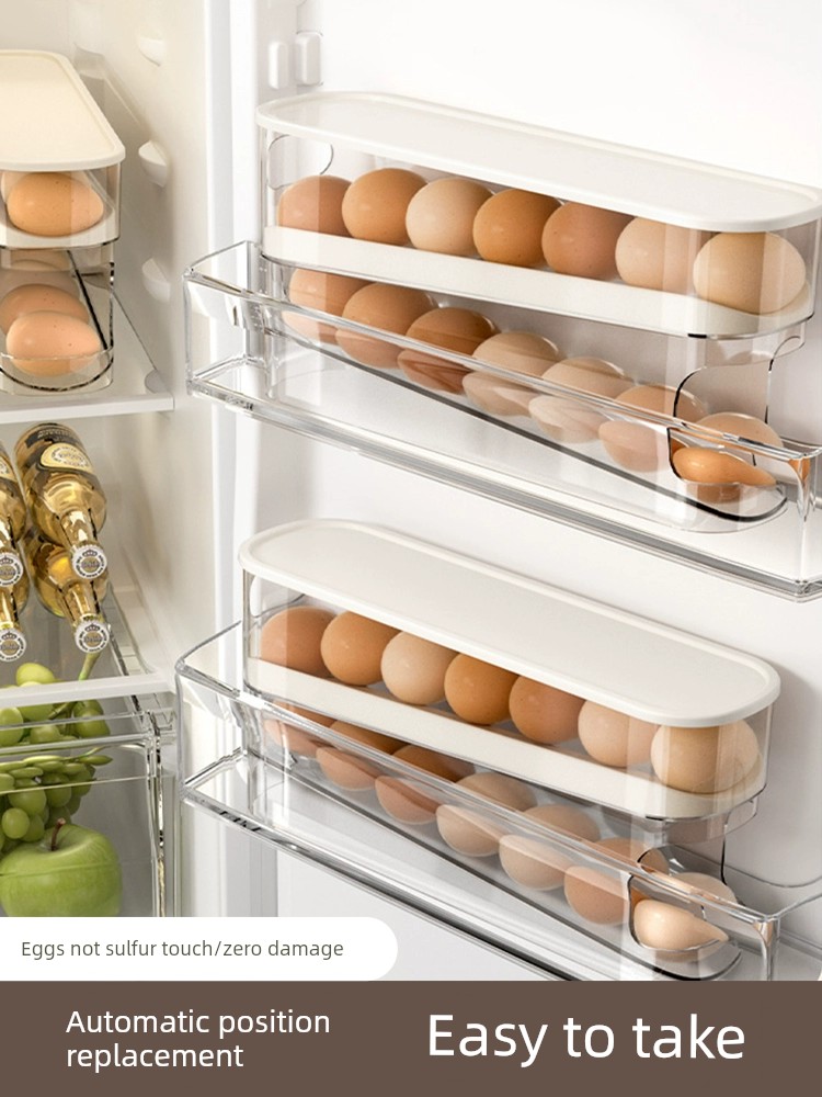 Rolling Egg Storage Box Refrigerator with Egg Storage Box Crisper Food Grade Food Organize Fantastic Egg Holder