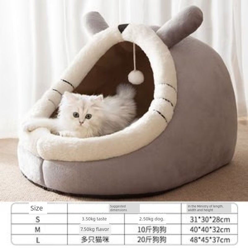 Hippie Dog Pet Cat Totoro Animal Shape Semi-Closed Sleep Nest Autumn All Year Round Neutral Soft Plaid Sleeping