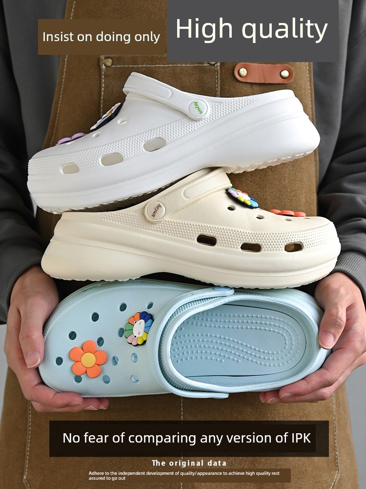 H8 Cloud Hole Shoes Female Men's Thick Sole Height Increasing Puff White Sandals 2025 New Arrival Summer Outwear Closed-Toe Slippers