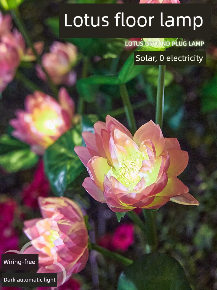 Solar Outdoor Decorative Waterproof Landscape Garden Lamp Rural Garden Yard Lawn Lamp Lotus Lighting Small Night Lamp