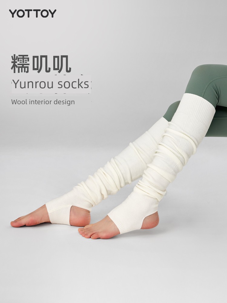 Yoga Foot Sock Women Heattech over the Knee Stockings Knee Pads Socks Sports Yoga Fitness Ballet Pilates Bunching Socks
