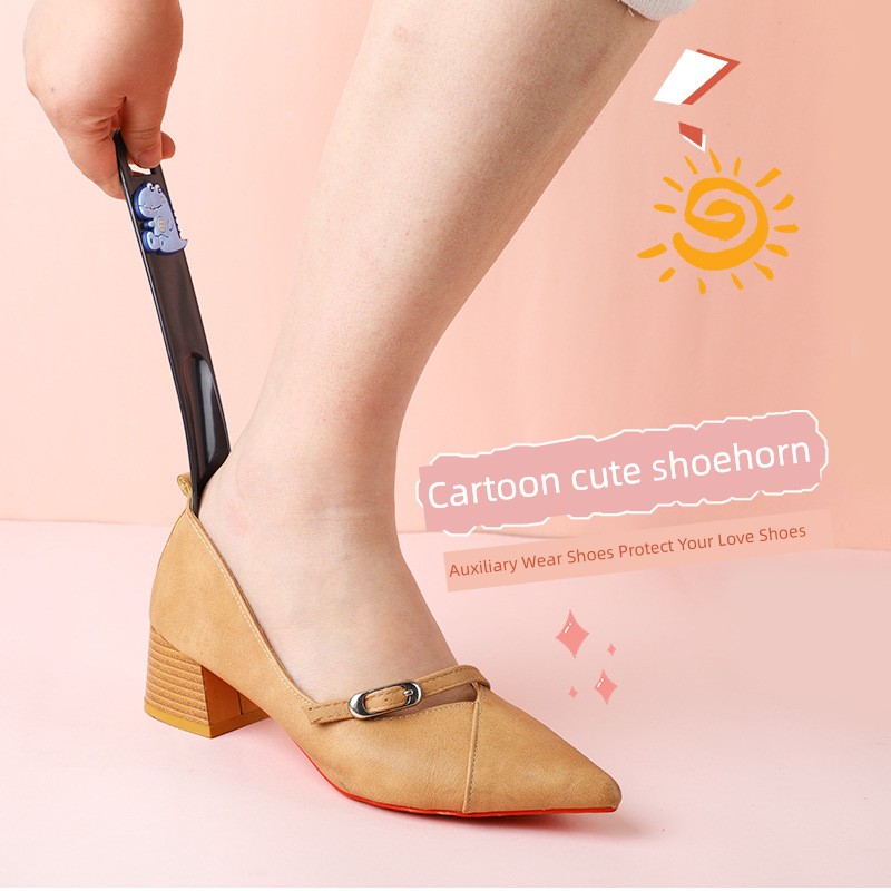 Cartoon Cute Shoehorn Plastic Shoe Pump Easy Storage Shoes Lifter Auxiliary Elderly Pregnant Women Special Tools Hanging