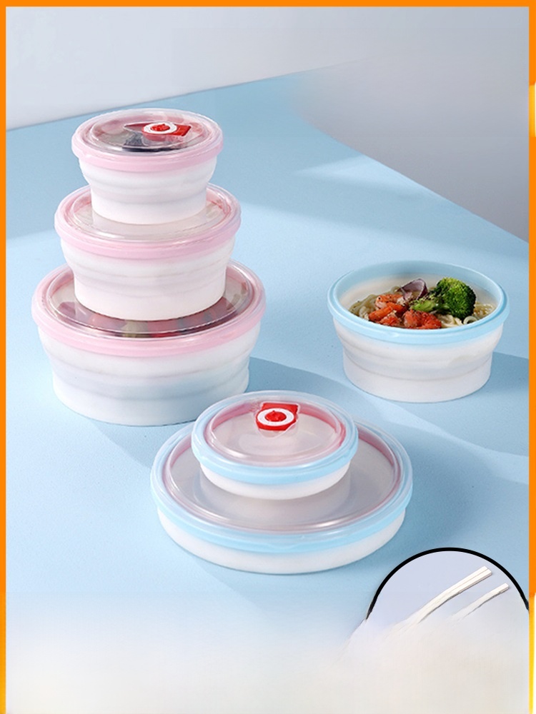 Foldable Bowl Portable Travel Lunch Box Silicone High Temperature Resistant Baby Instant Noodles Travel Picnic Supplies Compressed Bowl