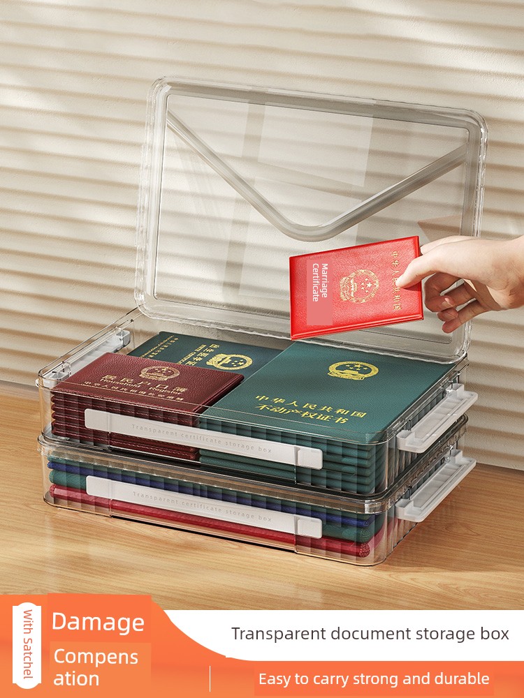 ID Storage Bag For Home Large Capacity Certificate File Information Household Register Book Storage Box with Satchel Test Paper Card Holder Book