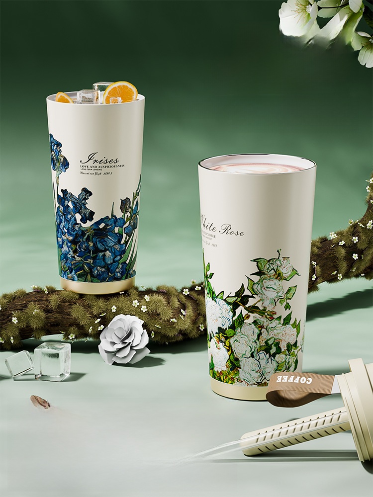 Ceramic Inner Pot Birthday Gift Accompanying Straw Thermal Insulation Cup