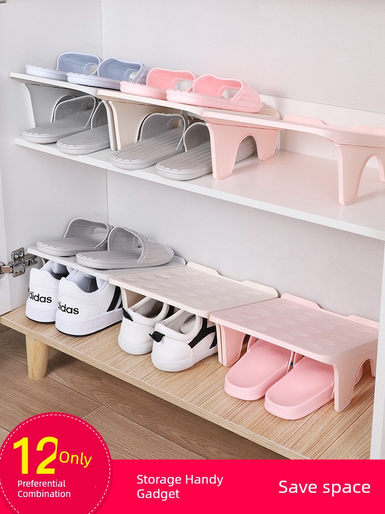 Shoe Rack Shoe Holder Double-Layer Shoe Bracket Partition Layer Shoe Cabinet Storage Rack Storage Artifact Built-in Layered Bracket Space Saving