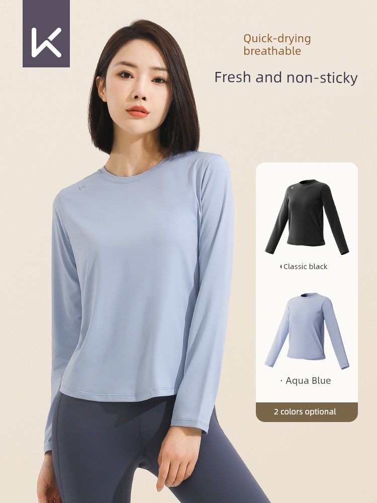 Keep Women's Yoga Clothes Running Slim T-Shirt Sports Tops Bottoming Cold-Resistant Slimming Long Sleeves Workout Training Clothes