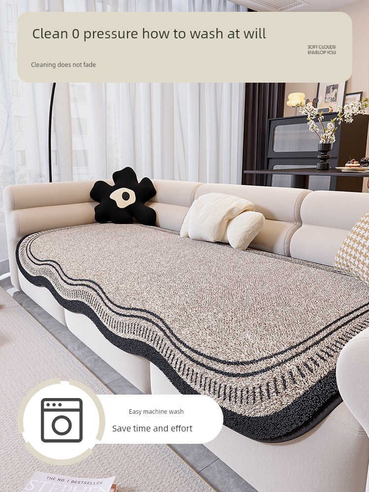 2024 New Arrival Cashmere Sofa Cushion All Year Round Neutral Fashion High-Grade Asymmetrical Fixed Non Slip Sofa Cushion