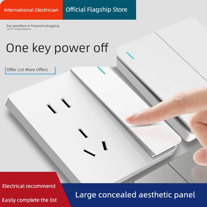 International Electrician 86 Type Switch Socket Panel Package For Home Concealed One-Opening Five-Hole Wall Power Supply 5-Hole Socket