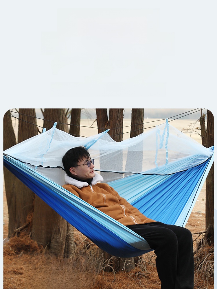 Camping Kids Adult Anti-Rollover Hammock with Mosquito Net