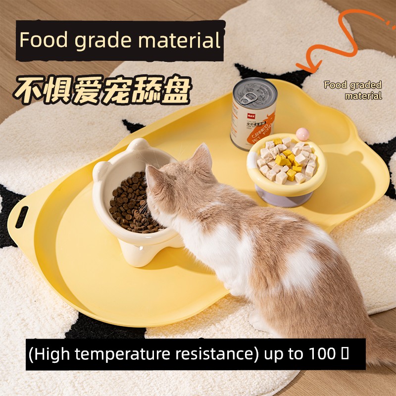 Pet Special Placemat Waterproof Non Slip Cat and Dog Microphone Plate Not Easy to Knock over Pet Cat Bowl Mat Large Placemat