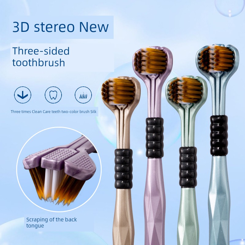 Three-Side Toothbrush Adult Soft-Bristle Toothbrush Special Men Female U-Shaped 3-Side Wrapped Three-Head Family Pack For Home Couple