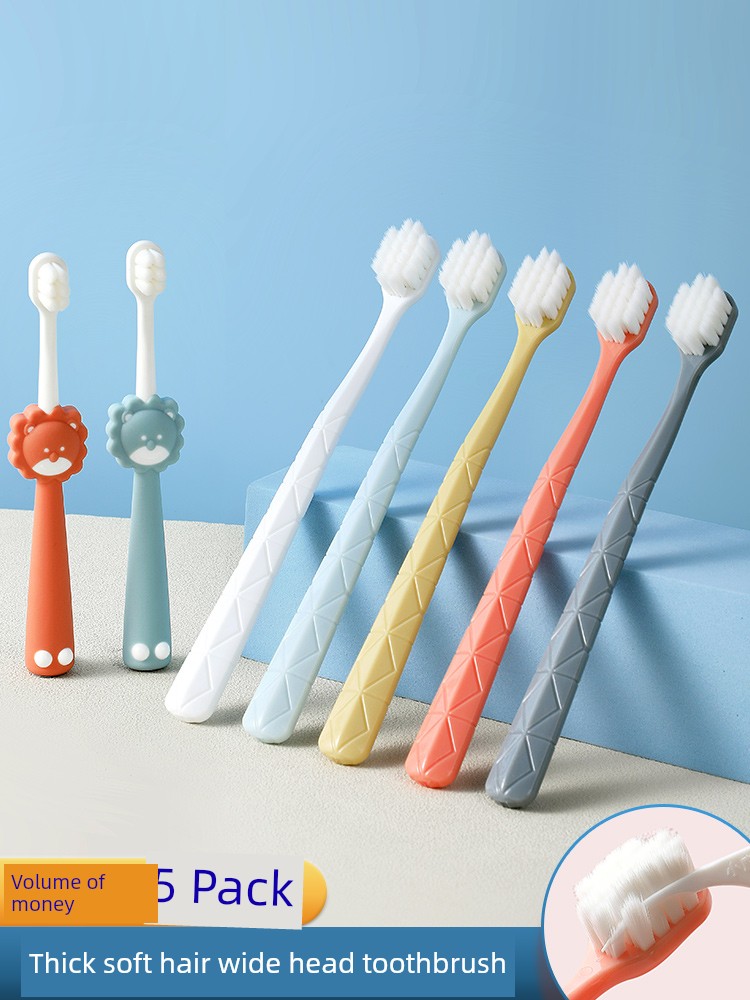 Soft-Bristle Toothbrush Household Adult Brush Interdental Brush Baby Children Cute Tongue Coating Brush Wide Head Toothbrush Family Set