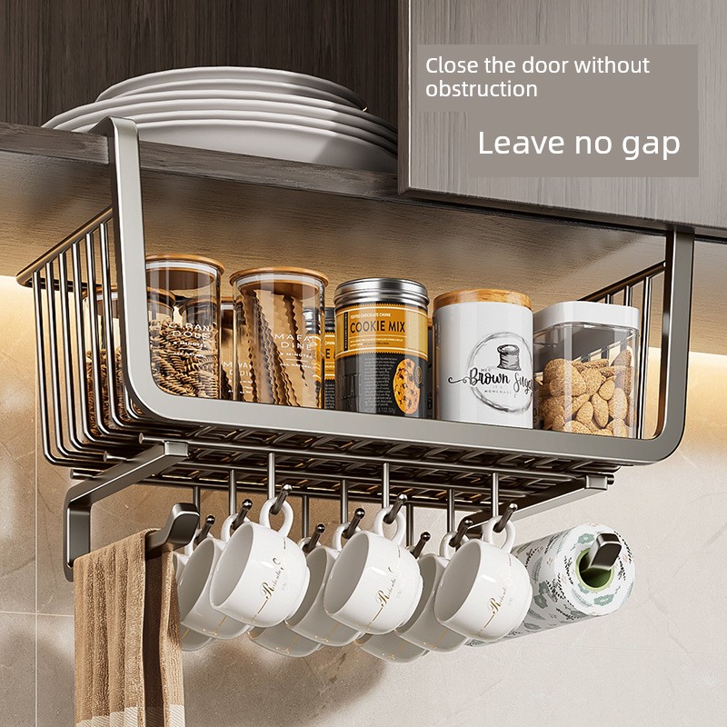 Kitchen Hanging Storage Rack Cabinet Cabinet Hanging Basket Shelf Lower Rack Multi-Functional Hanging Cabinet Lower Storage Rack