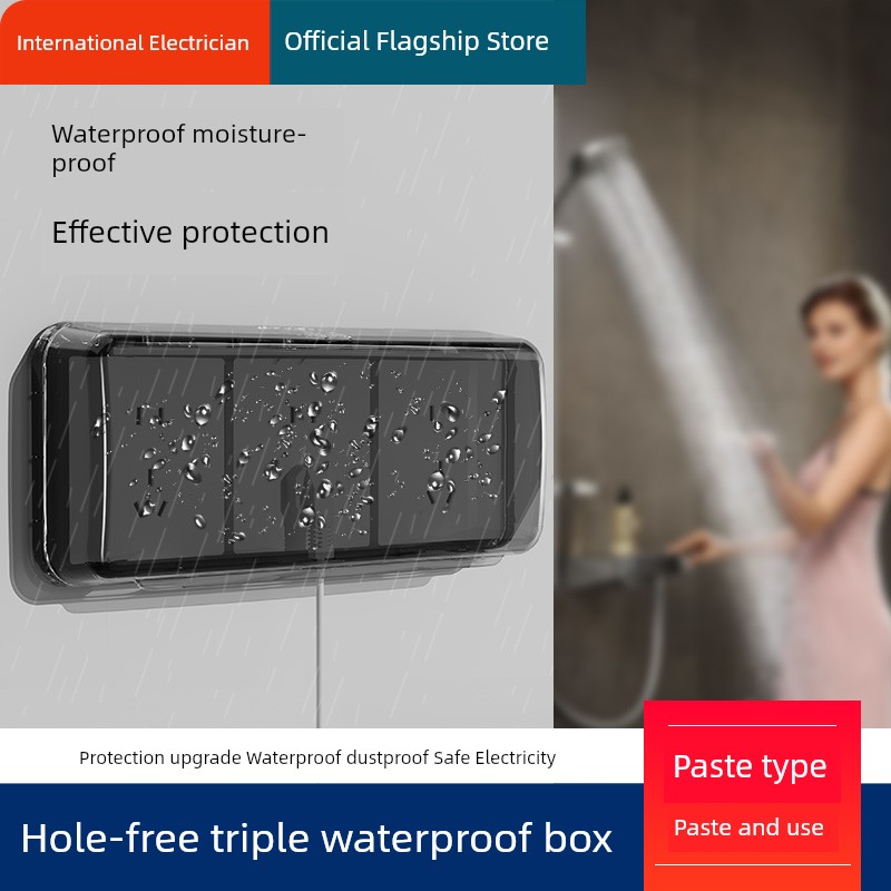Three-Position Socket Waterproof Box 86 Type Bathroom Power Switch Water Proof Cover for Switch Adhesive Socket Waterproof Cover