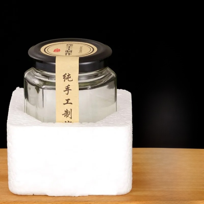 Hexagonal Lemon Balm Honey Special Beef Sauce Glass Jar