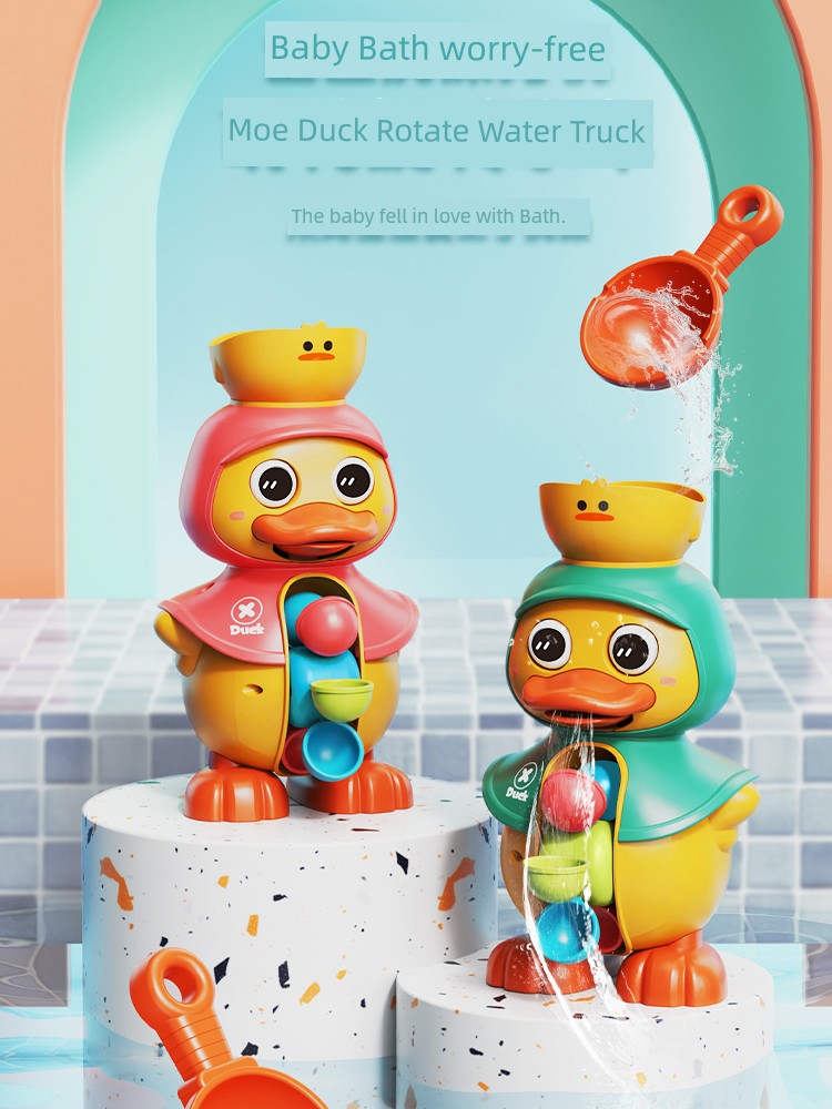 Cute Duck Rotate Water Truck Baby Children Baby Bath Toys Water Playing Boys and Girls Rotary Table Water Spraying Bathroom Toys