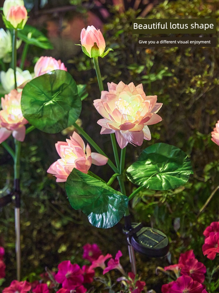Outdoor Solar Ground Lamp Lawn Garden Lamp Garden Yard Decoration Lotus Rural LED Lighting Landscape Lamp