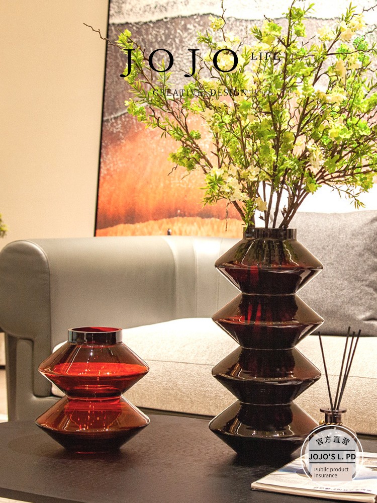 Jojo's L. Pd. STEAM. Retro Bordeaux Red Rhombus Pagoda Hyundai Table Vase | Inquiry Steam