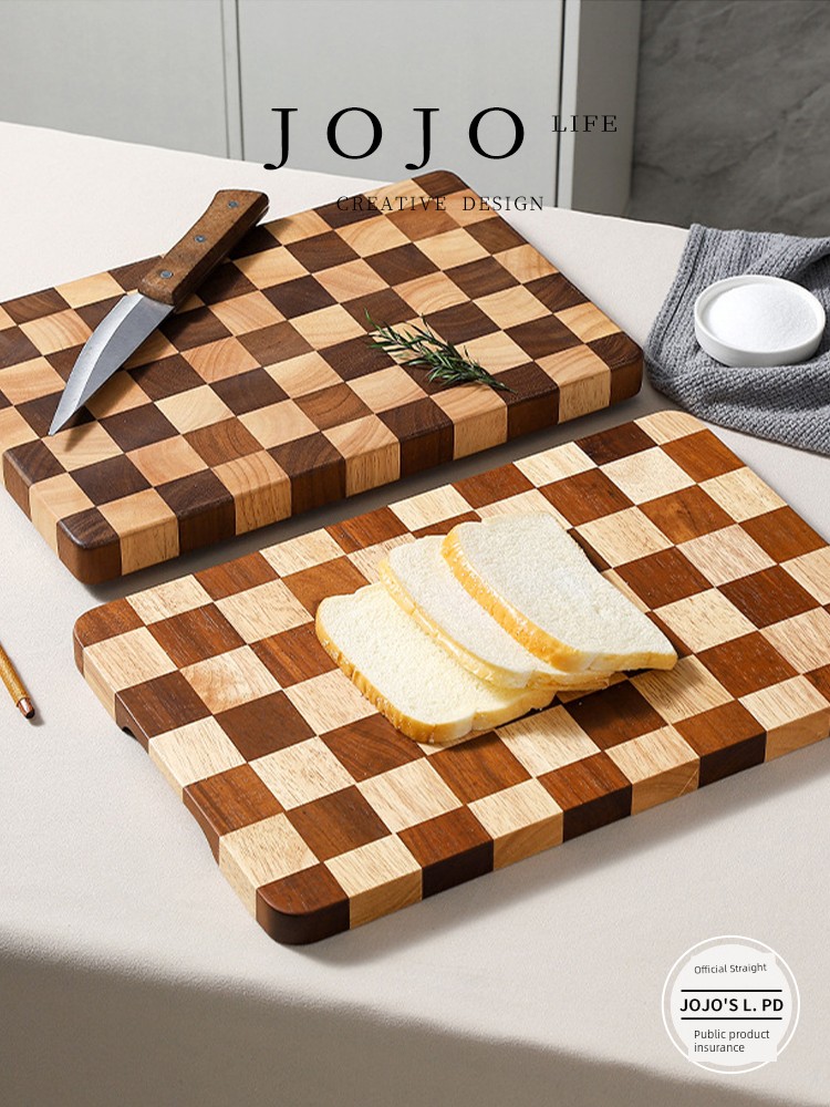 Jojo's L. Pd. Ferry. Chopping Board Creative Chessboard Grid Solid Wood Cutting Board Rubber Wooden Cutting Board | Xundu