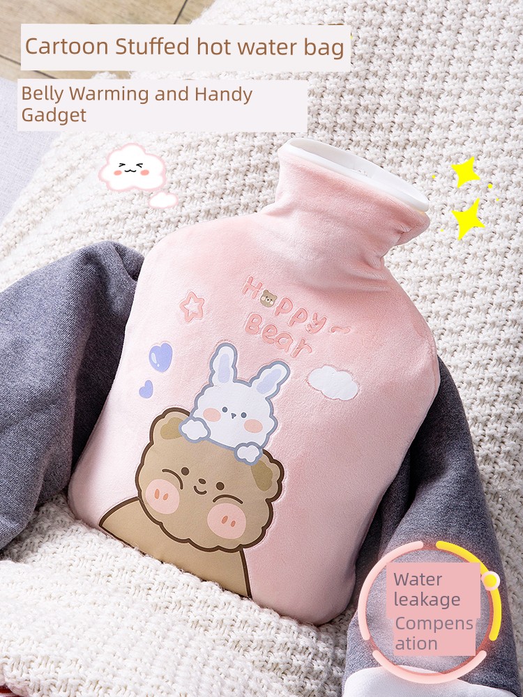 Hot Water Bag Water Injection Hand Warmer Hot Compress Belly Thickened Cute Stuffed Big Small Size Explosion-Proof Flushing Hand Warmer Student