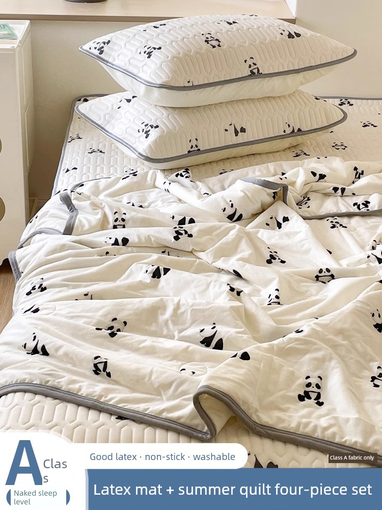 Class A Latex Summer Mat Summer Quilt Four-Piece Set Washable Summer Viscose Fiber Mat Three-Piece Single Dormitory Soft Mat