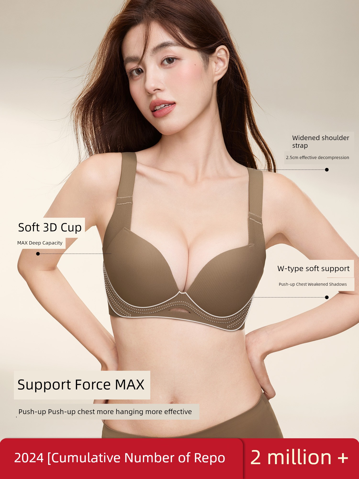 Secretworld Red Underwear Women Big Chest Makes You Look Smaller Year of Fate Wedding Breast Collection Upper Support Anti-sagging Bra