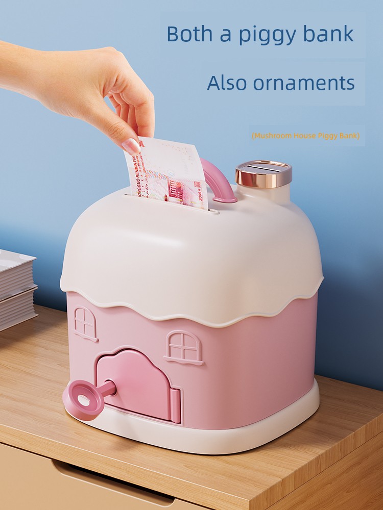 Children Saving Pot 2025 New Arrival Only-in-No-out Boy Savings Gift Girl Key Small House Internet Celebrity