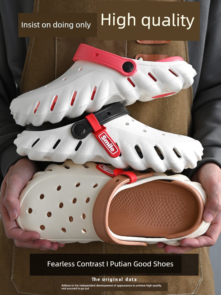 Porous Shoes Summer Closed Toe Sandals Men's and Women's Non-Slip Deodorant Outer Wear Sports Men's Shit Feeling Seaside Sandals