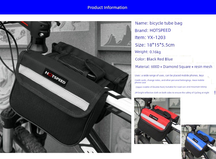 Waterproof Mountain Biking Front Beam Bag