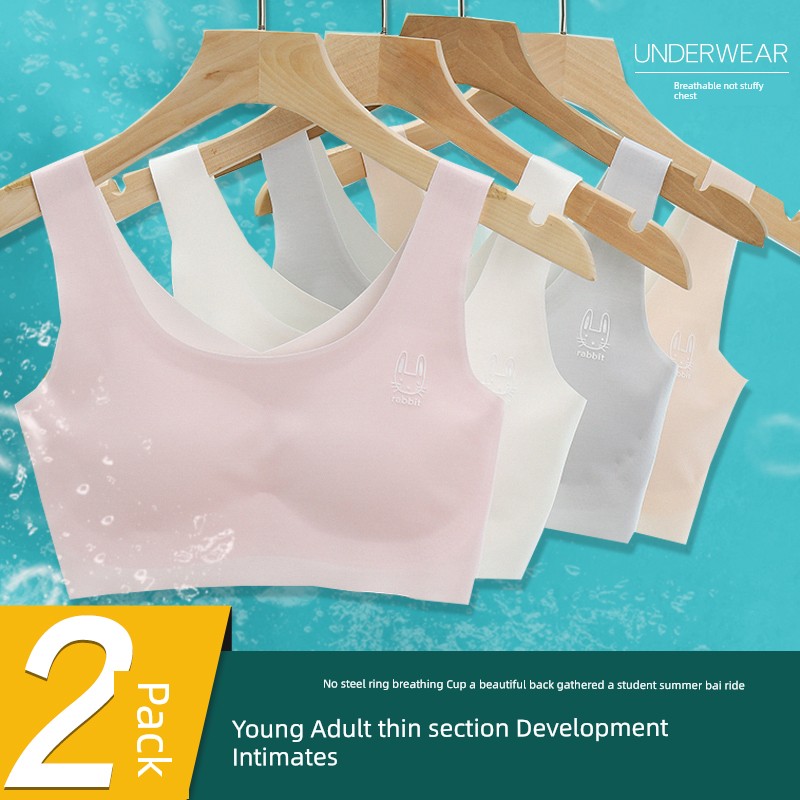 Girl Puberty Girl's Underwear Junior High School Student Seamless High School Student Bra Student Vest Kids Summer Thin