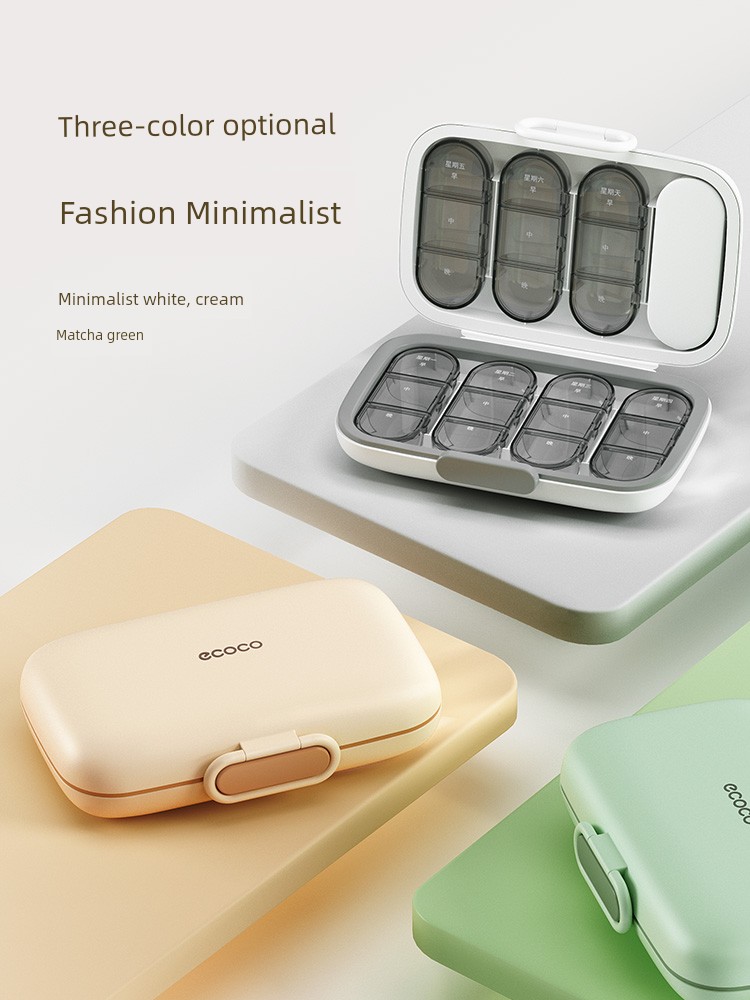 Pill Box Portable Medicine Compartment Box Dispenser Sealed Portable Small Medicine Separating Box Pill Cutter Split Seven Days a Week